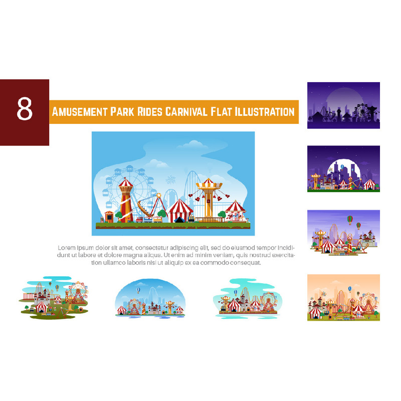 8 nöjesparkturer Carnival Flat Illustration - Features Image 1