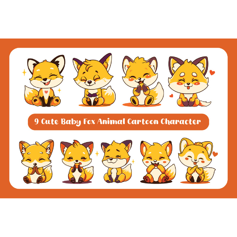 9 Cute Baby Fox Animal Cartoon Character - Features Image 1