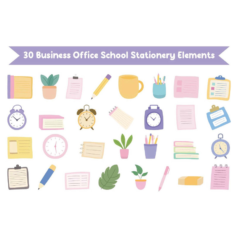 30 Business Office School Stationery Elements - Features Image 1