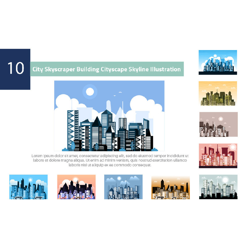 10 stad skyskrapa byggnad stadsbild skyline illustration - Features Image 1