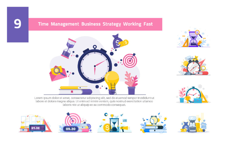 9 Time Management Bedrijfsstrategie - Illustratie - Features Image 1