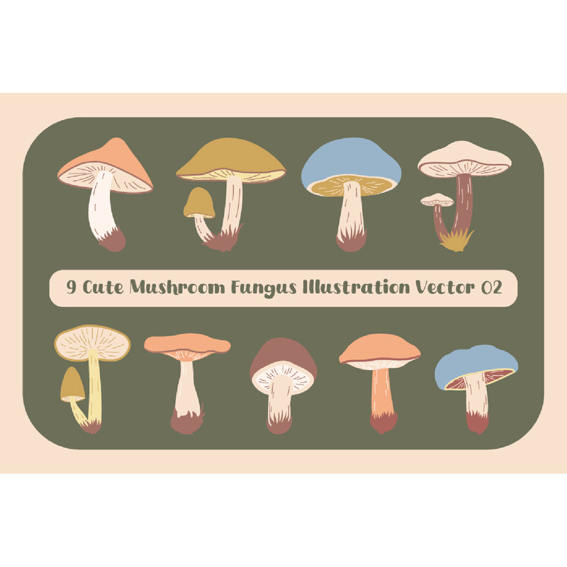 9 söt svampsvamp Illustration vektor 02 - Features Image 1