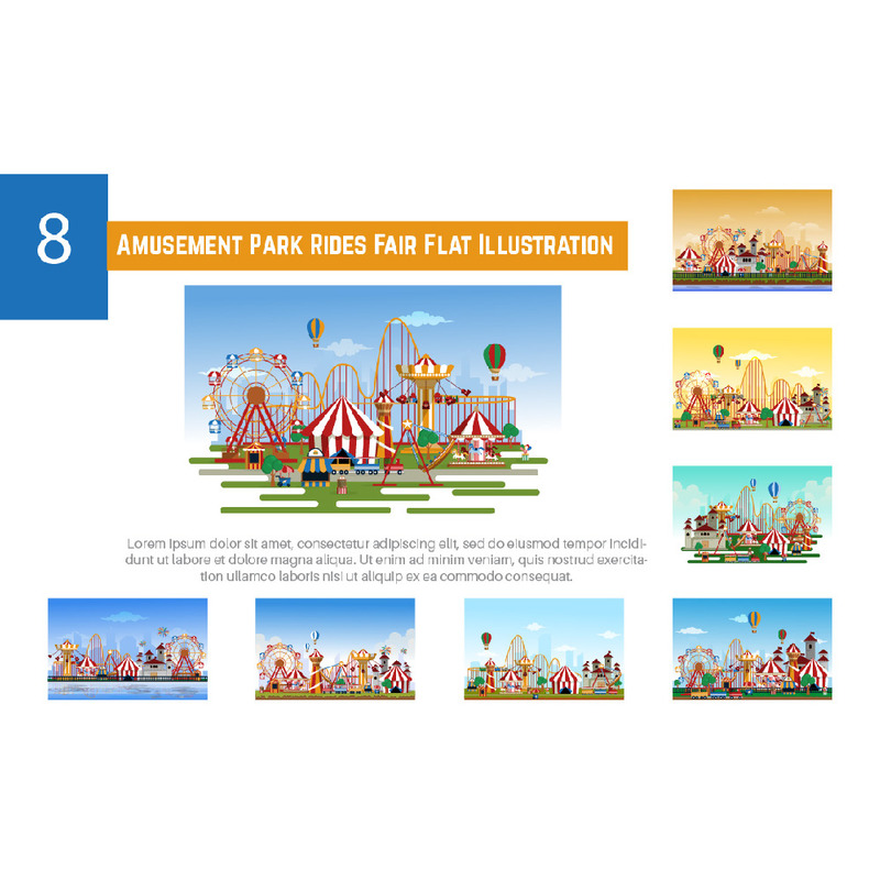8 nöjesparksturer Fair Flat Illustration - Features Image 1
