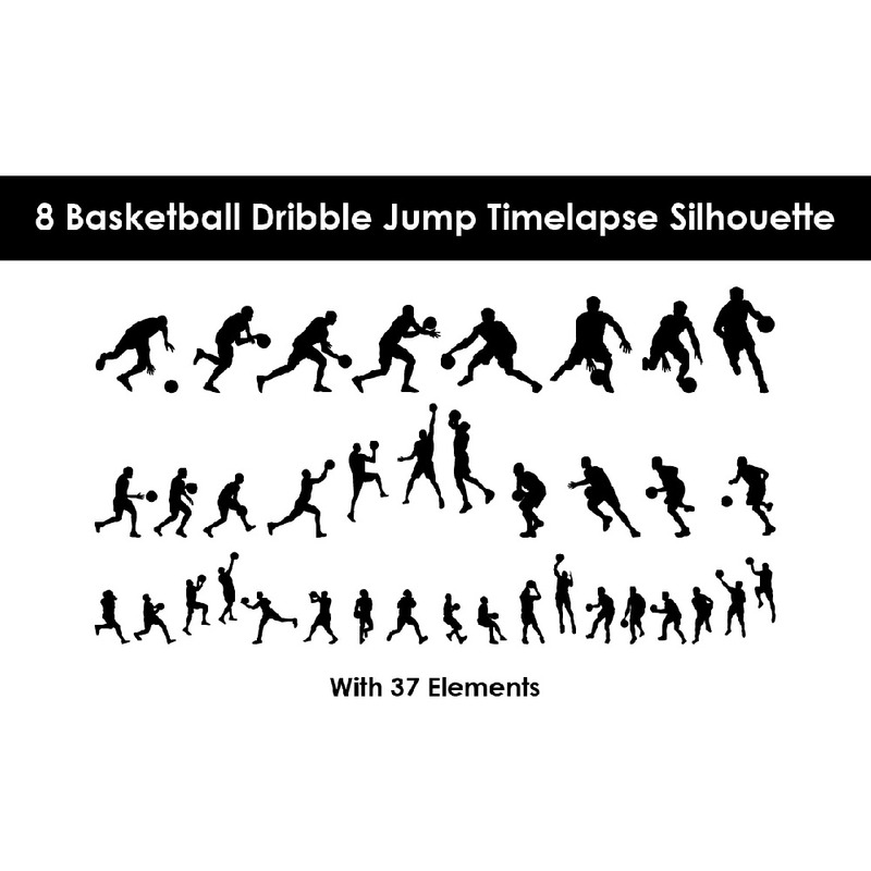 8 Basket Dribble Jump Timelapse Silhouette - Features Image 1