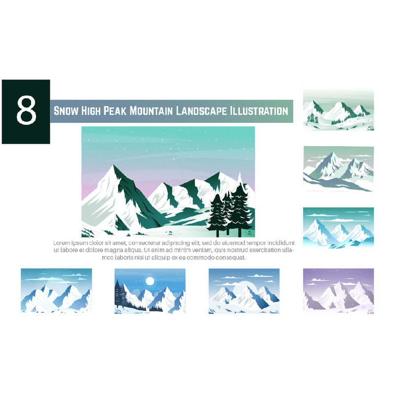 8 Snow High Peak Mountain landskap Illustration - Features Image 1