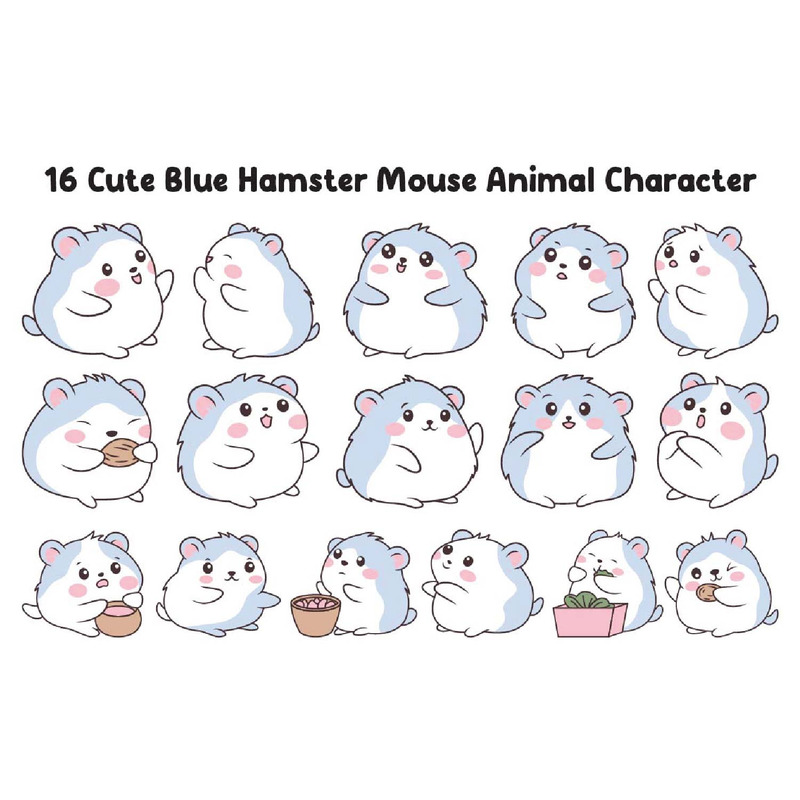 16 Cute Blue Hamster Mouse Animal Character - Features Image 1