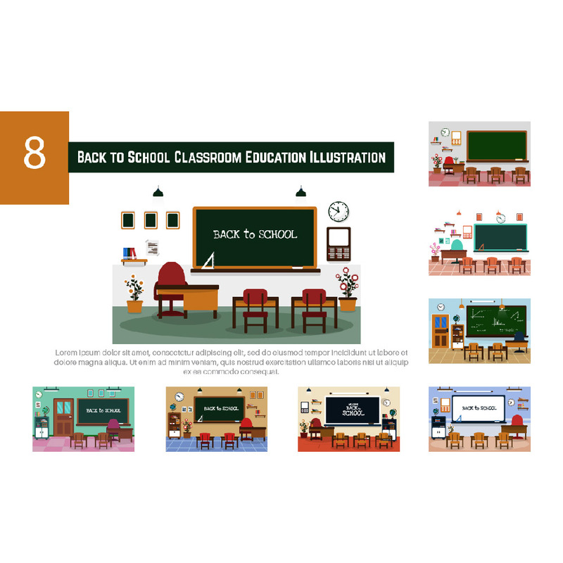 8 Illustrazione di educazione del ritorno a scuola in aula - Caratteristiche Immagine 1