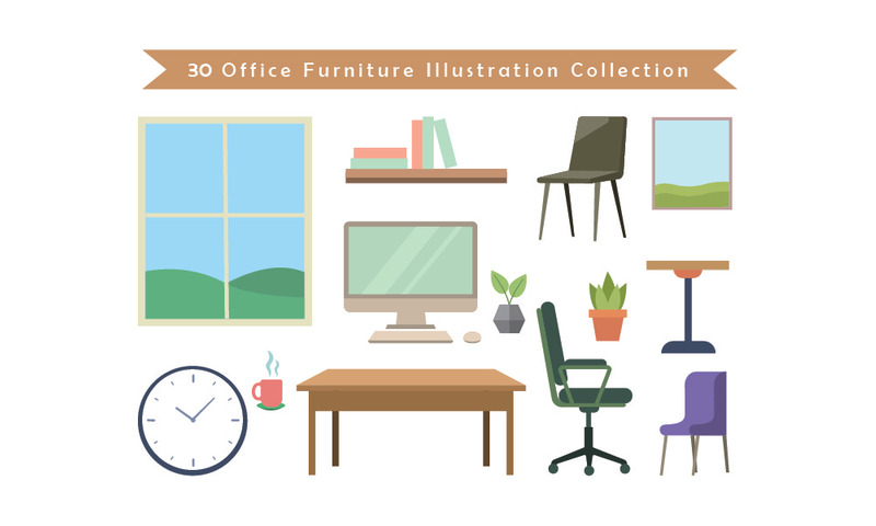 Coleção de Ilustrações de Mobiliário de Escritório - Features Image 1