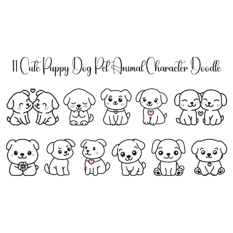 11 Cute Puppy Dog Pet Animal Character Doodle - Features Image 1