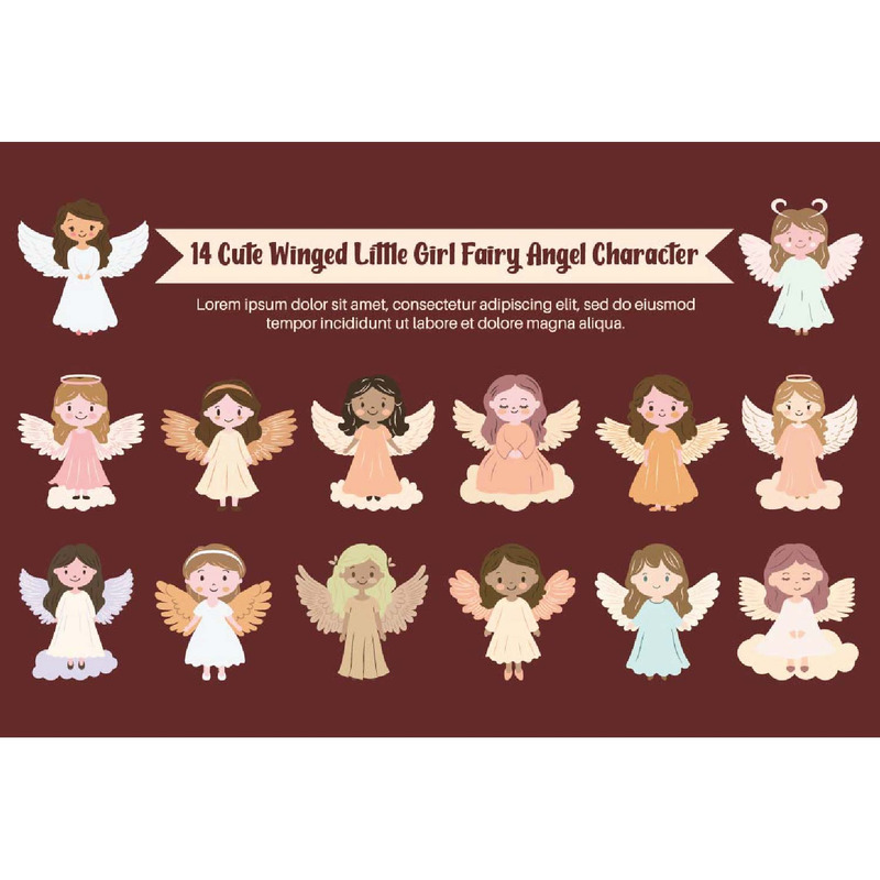 14 Söt bevingad liten flicka Fairy Angel Character - Features Image 1