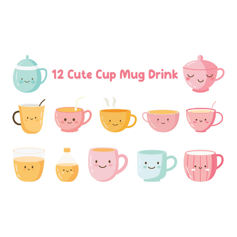 12 söt kopp mugg dryck karaktär - Features Image 1
