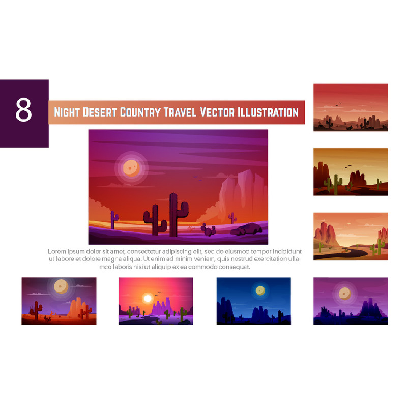 8 natt öken land resor vektorillustration - Features Image 1