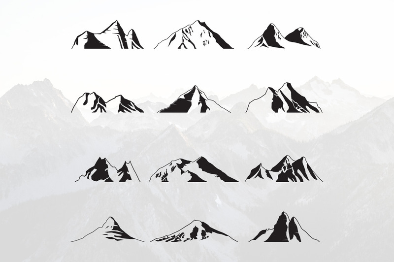 Bergsilhouettlandskapstopp - illustrationuppsättning - Features Image 1