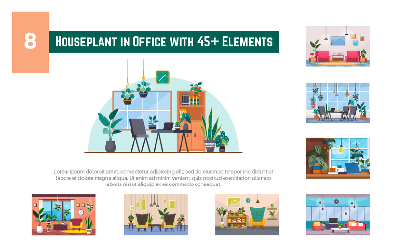 8 Houseplant in Office with 45+ Elements - Illustration - Features Image 1