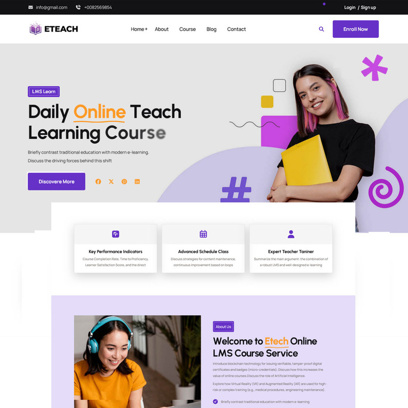 Eteach - Online onderwijs & LMS cursus HTML-websitesjabloon - Features Image 1