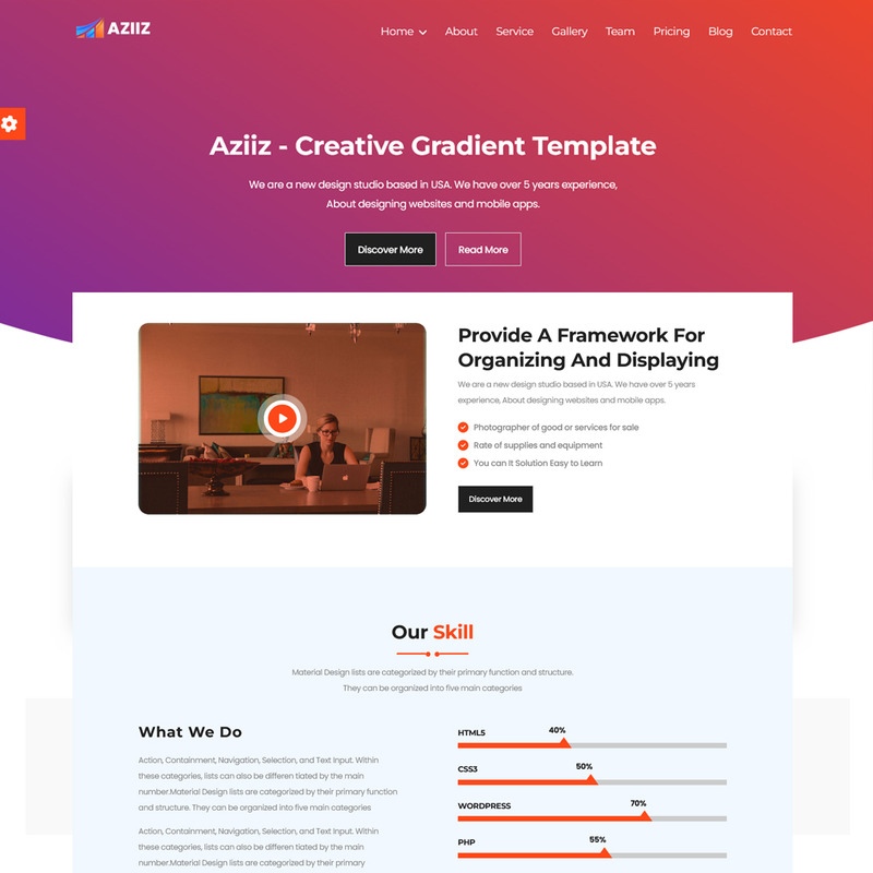 Aziiz - šablona vstupní stránky agentury Material Design - Features Image 1