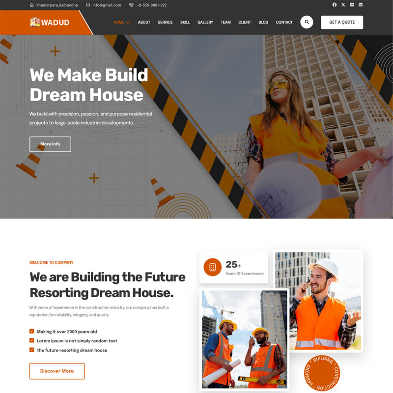 Wadud - Modello di pagina di destinazione per società di costruzioni e architettura - Caratteristiche Immagine 1