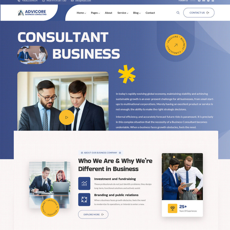 AdviCore — 多页面商业与咨询 HTML 模板 - Features Image 1