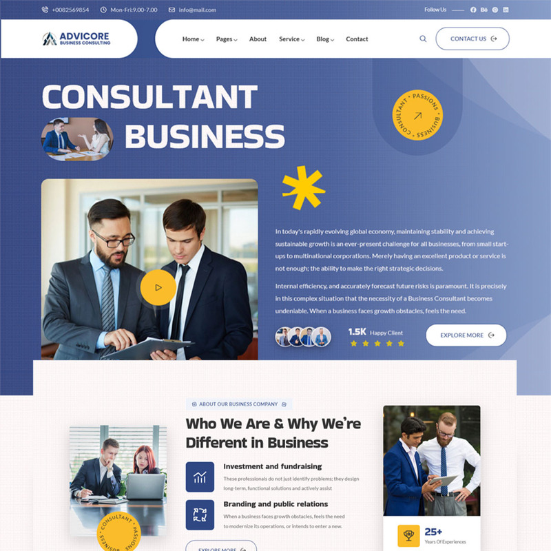 AdviCore – wielostronicowy motyw WordPress dla firm i konsultantów - Obraz funkcji 1