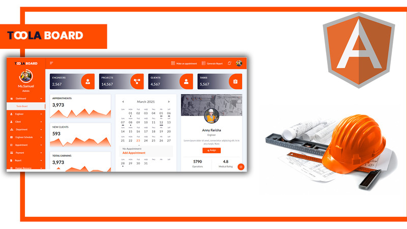 Toola Board - Engineering Dashboard Angular Website template - Features Image 1