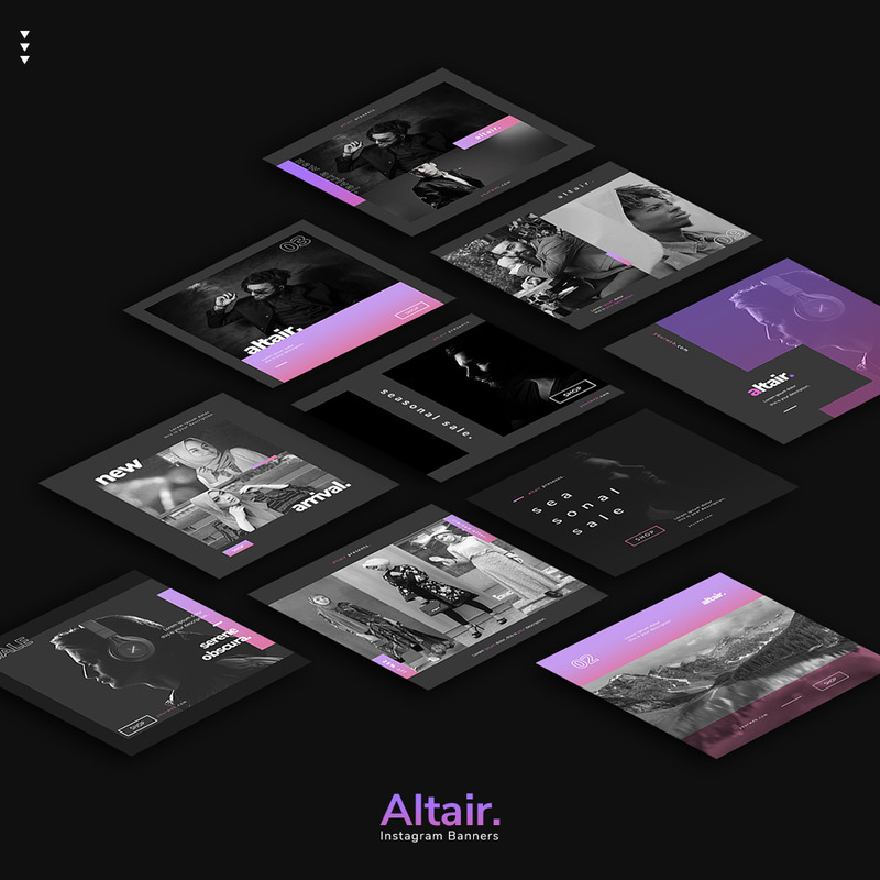 Altair - 10 PSD Banner Templates for Social Media - Features Image 1