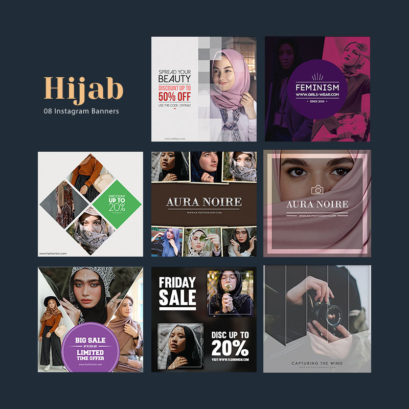 Hijab - 8 Banner Templates for Social Media - Features Image 1