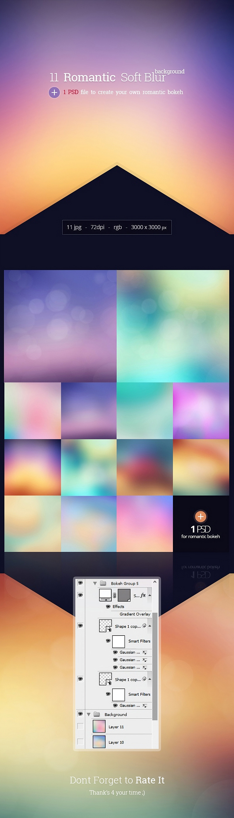 Romantische Hintergründe – mit 1 PSD und 11 Farbhintergründen - Eigenschaften Bild 1