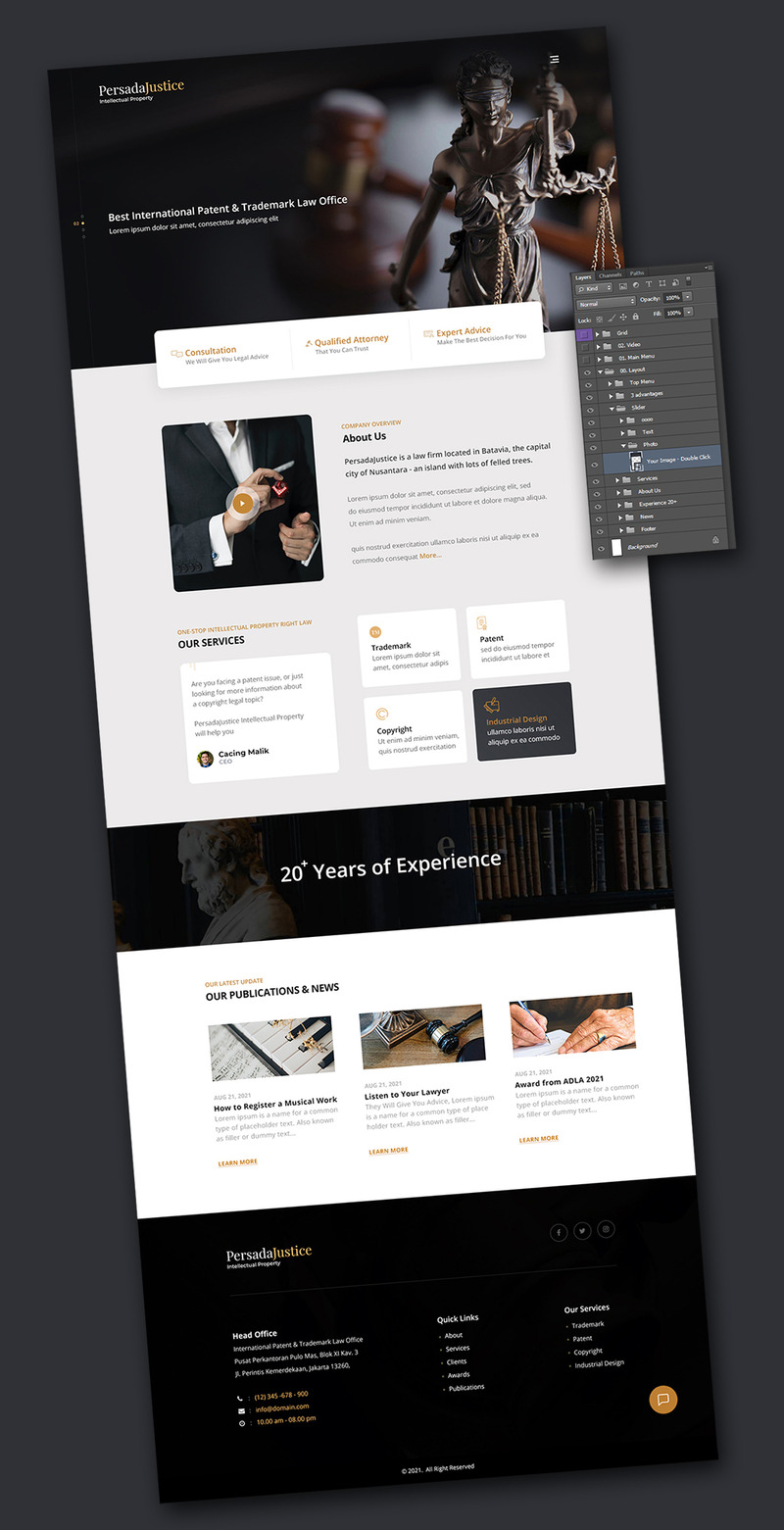 Intellektuella rättighetsföretagets målsida UI-element - Features Image 1