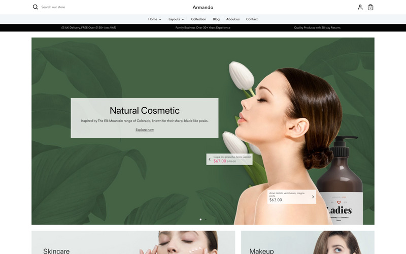 Armando - Beauty and Cosmetics Shopify Theme - Features Image 1