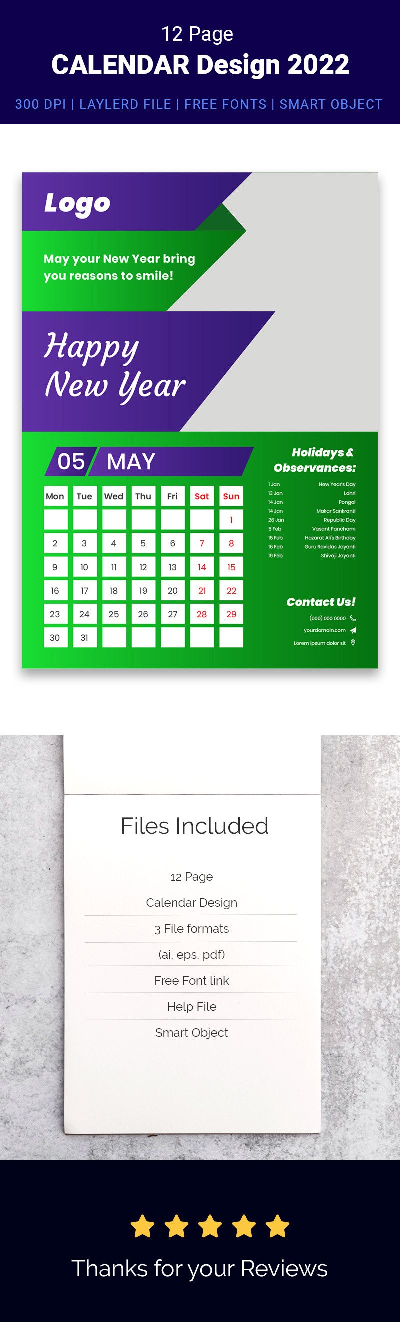 Nuovo anno 2021 pagine di progettazione del modello di calendario moderno Vector - Caratteristiche Immagine 1