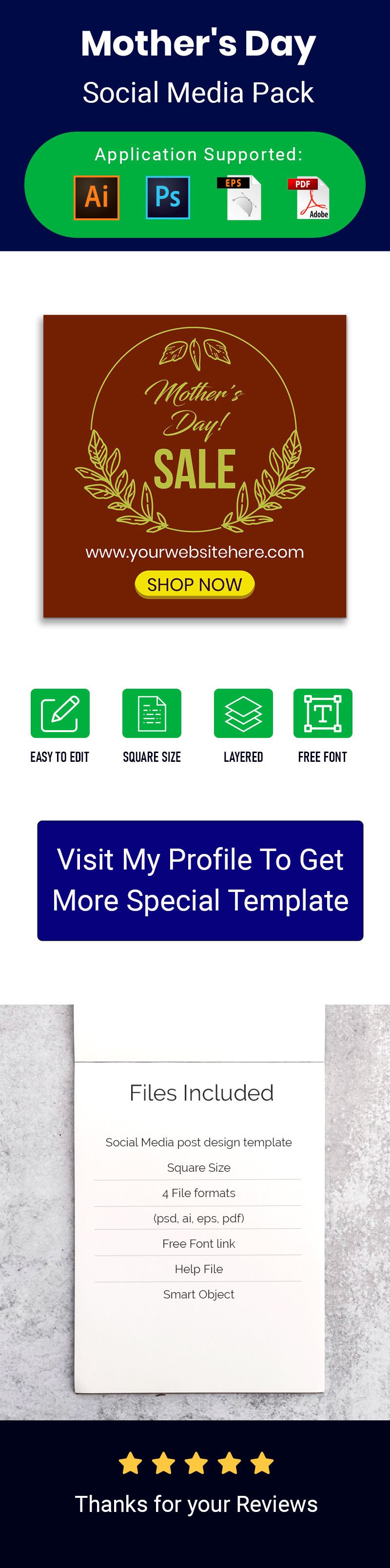 Floral Mothers Day Banner Design - Features Image 1