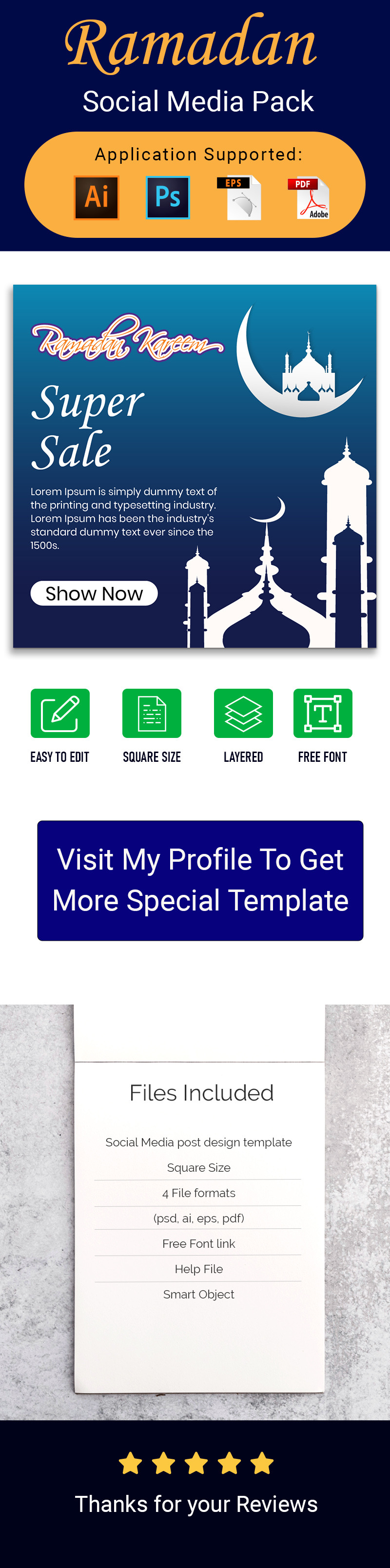 Ramadan Discount Celebration Sale Social Media Banner - Features Image 1