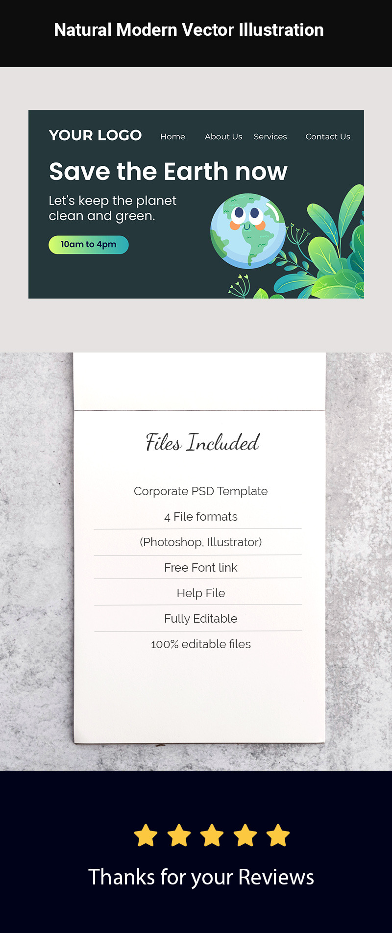 Осведомленность о глобальном потеплении природные векторные иллюстрации - Features Image 1