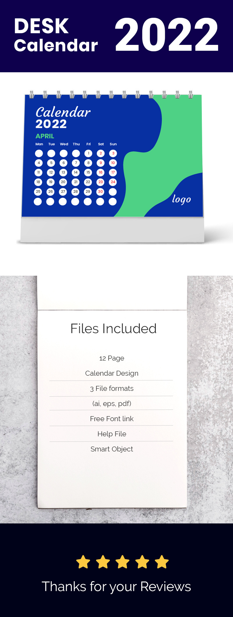 Masa Takvimi 2022 Kırtasiye Tasarımı Ayarla - Features Image 1
