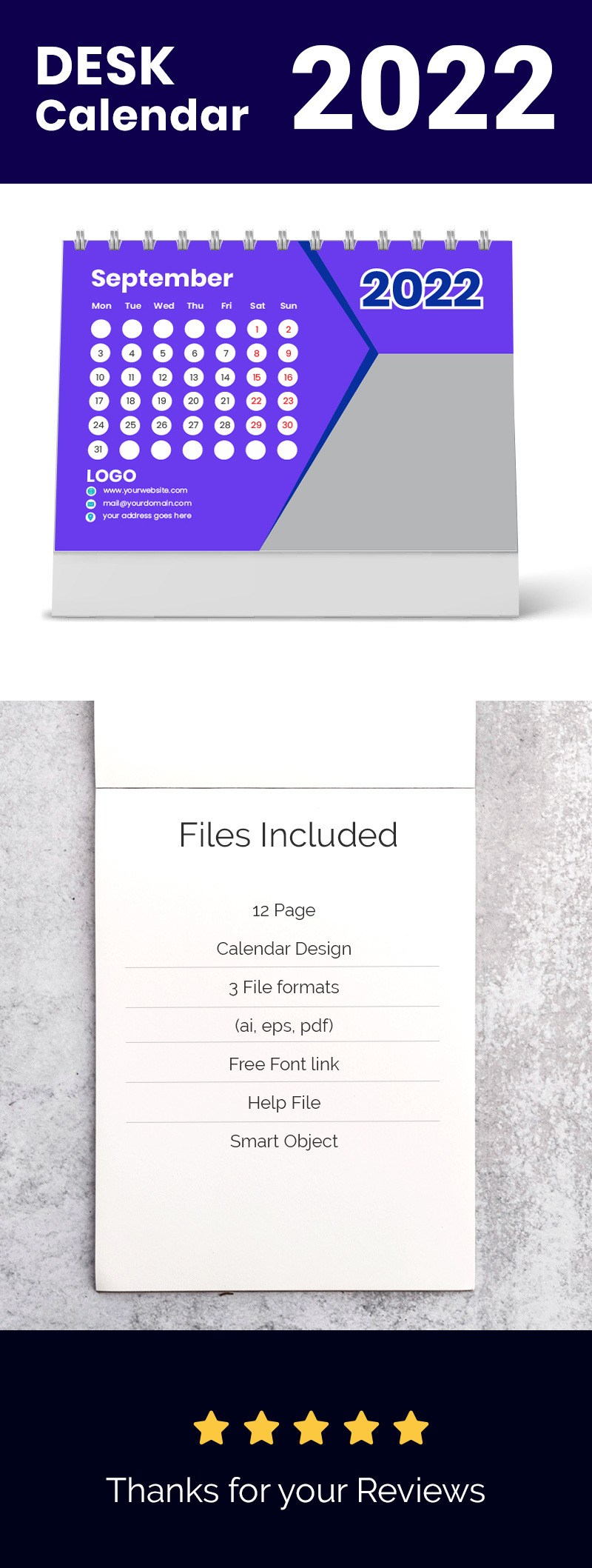 Lila Designkalender 2022 - Eigenschaften Bild 1