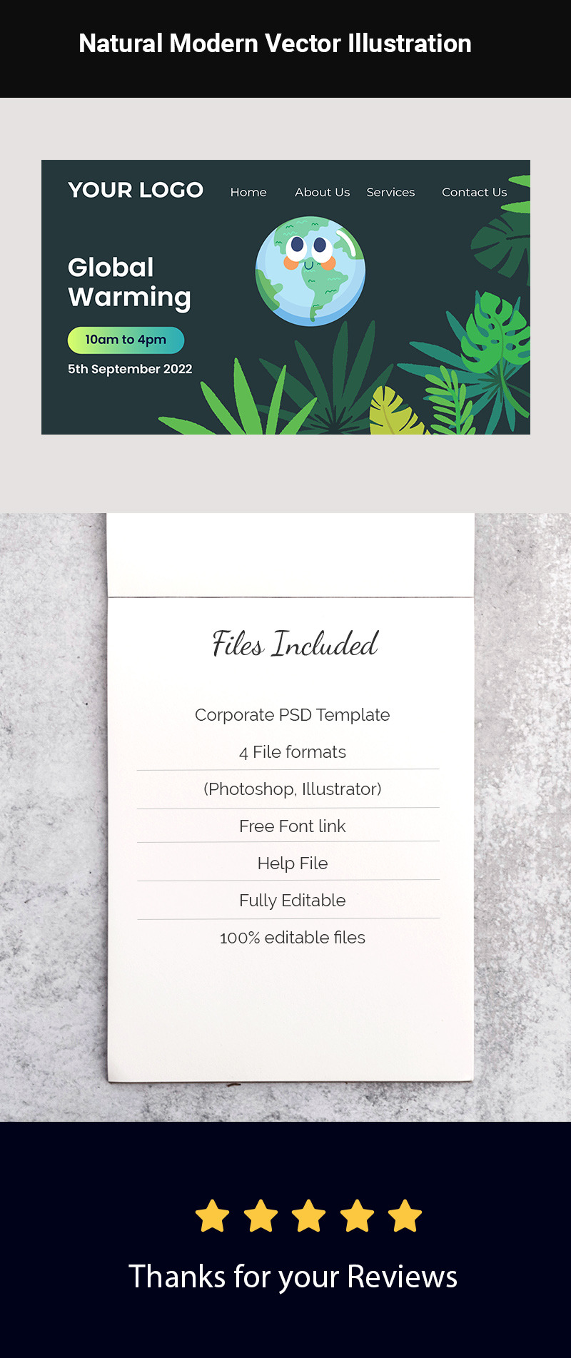 Глобальное потепление природных современных векторные иллюстрации - Features Image 1