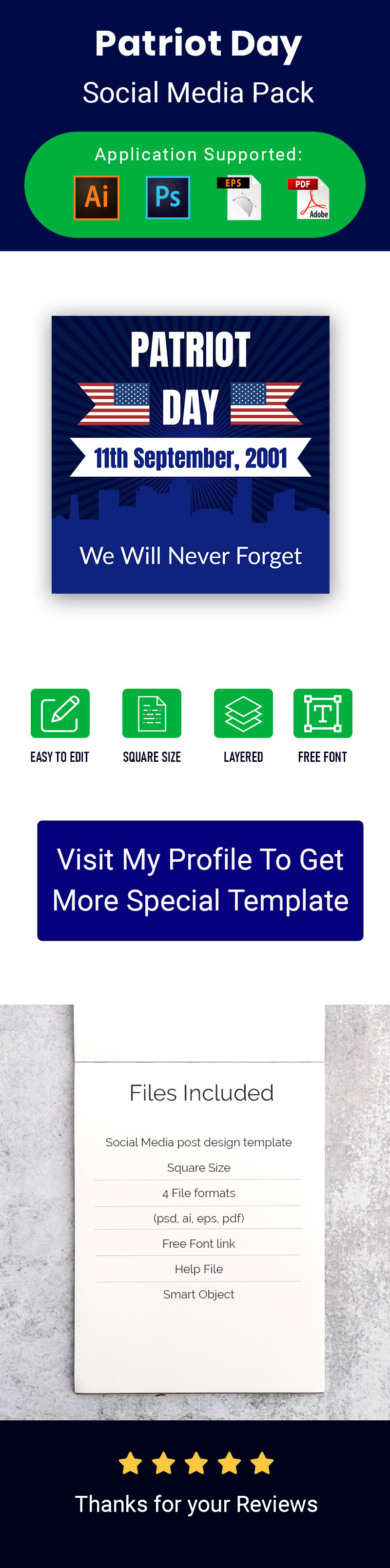 National Usa Patriot Day United States Holiday Banner Vector - Features Image 1