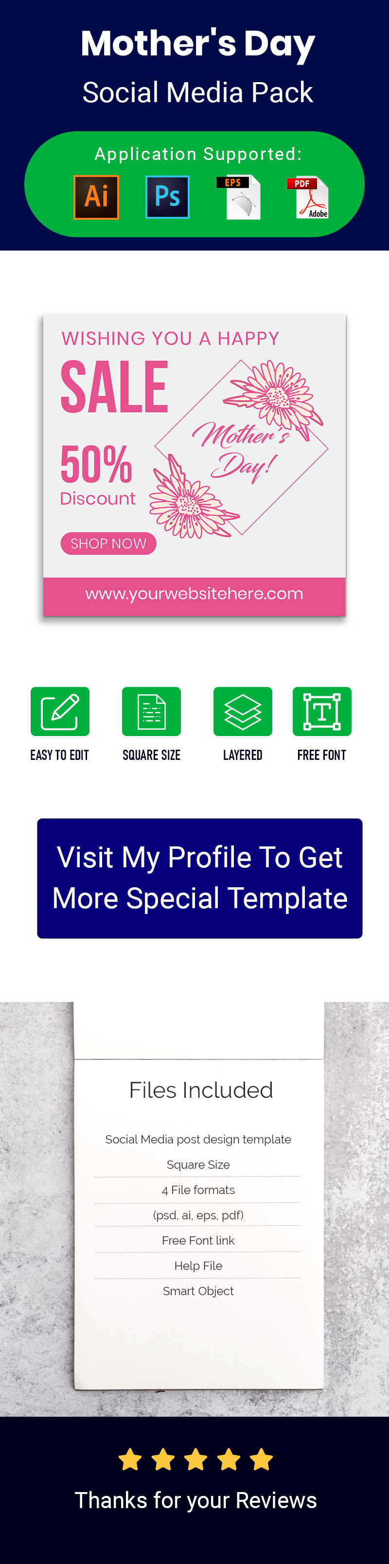 Flower Mothers Day Banner Design - Features Image 1