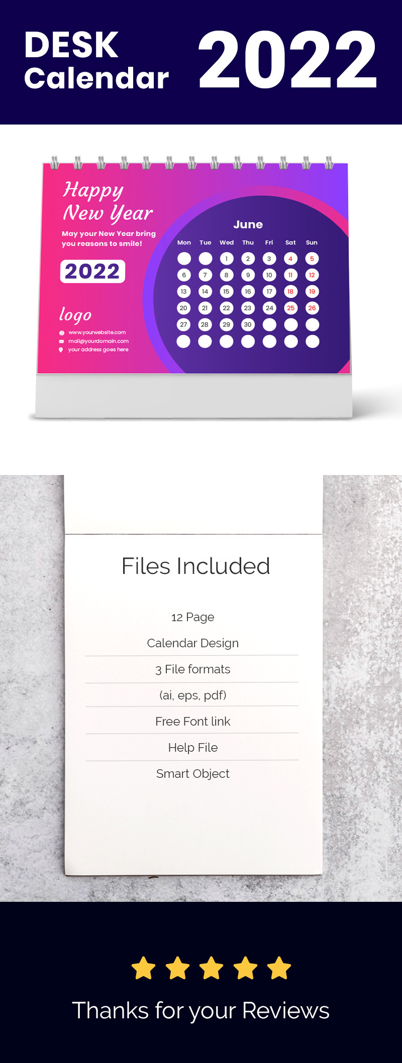 Tischkalender 2022 Vorlage - Eigenschaften Bild 1