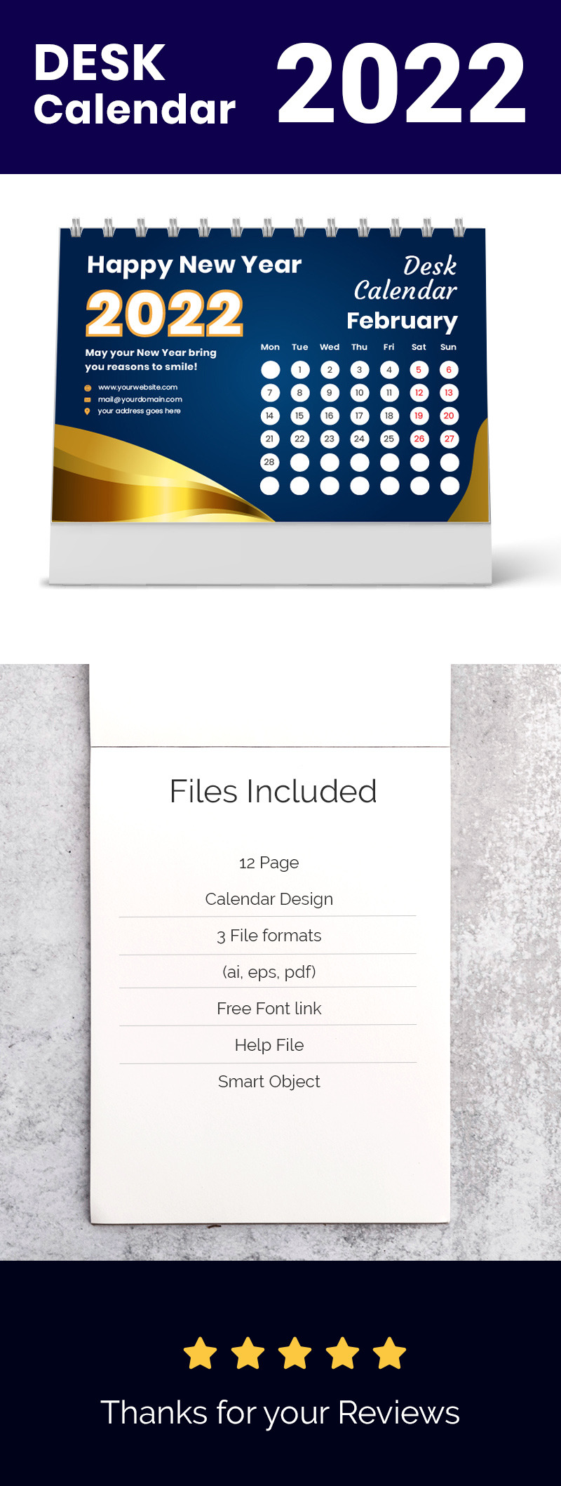 Golden brevpapper kalender 2022 mall - Features Image 1