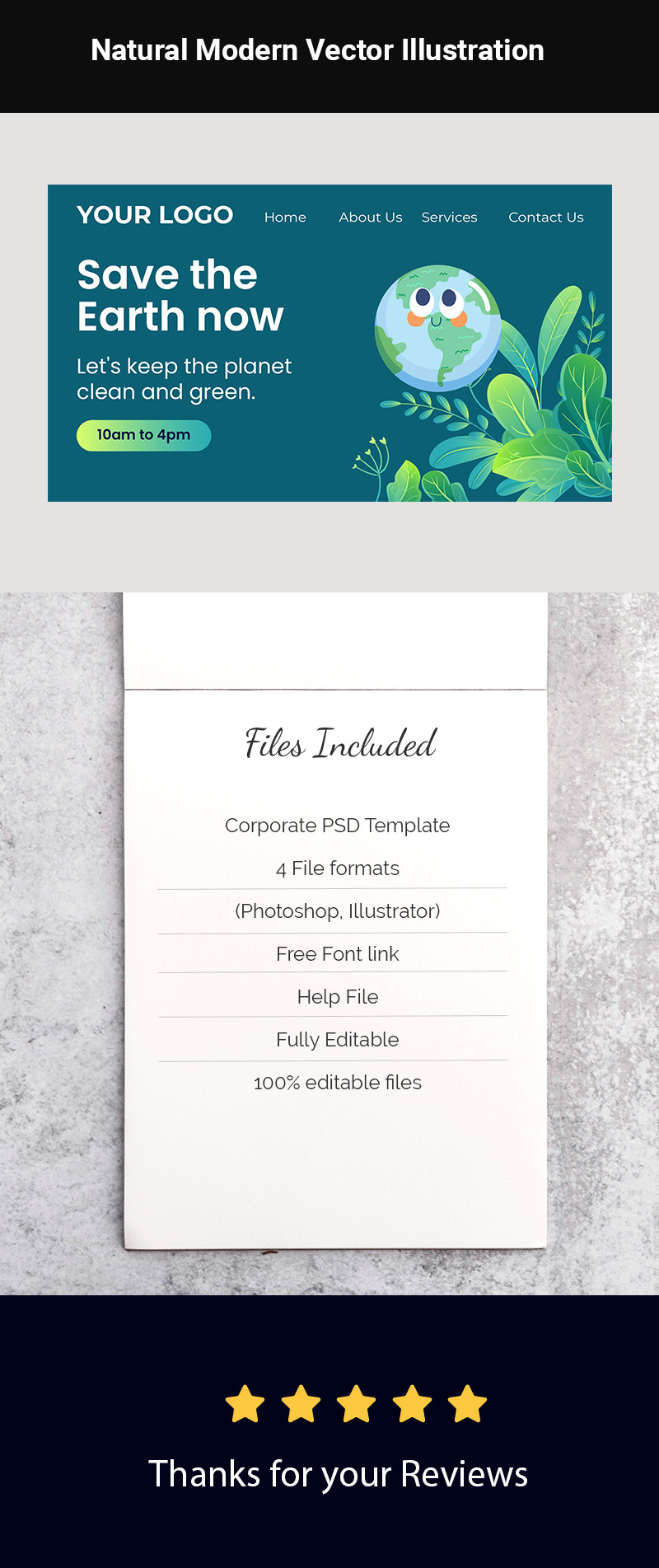 Осведомленность о глобальном потеплении природные современные векторные иллюстрации - Features Image 1