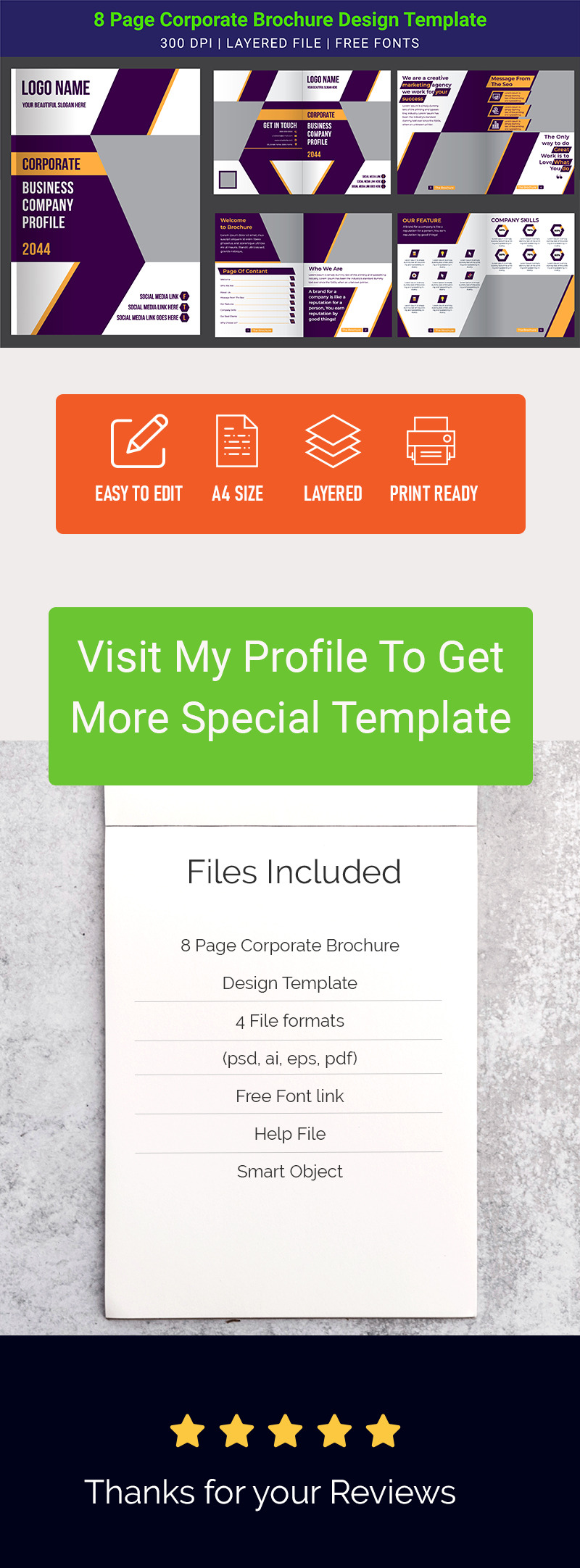 8 Page Minimal Business Brochure Design Template Presentations - Features Image 1