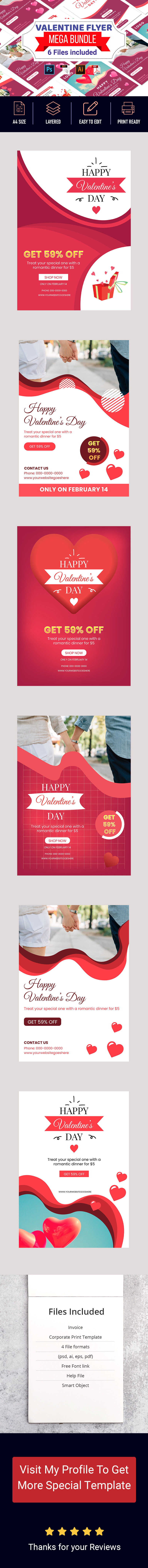 Valentine Romantic Party Flyer, Poster - Corporate Identity Template - Features Image 1