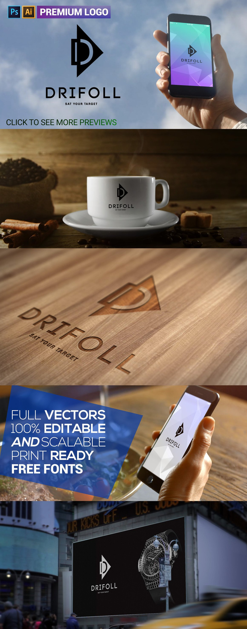 Шаблон логотипу DRIFOLL преміум-класу - Features Image 1