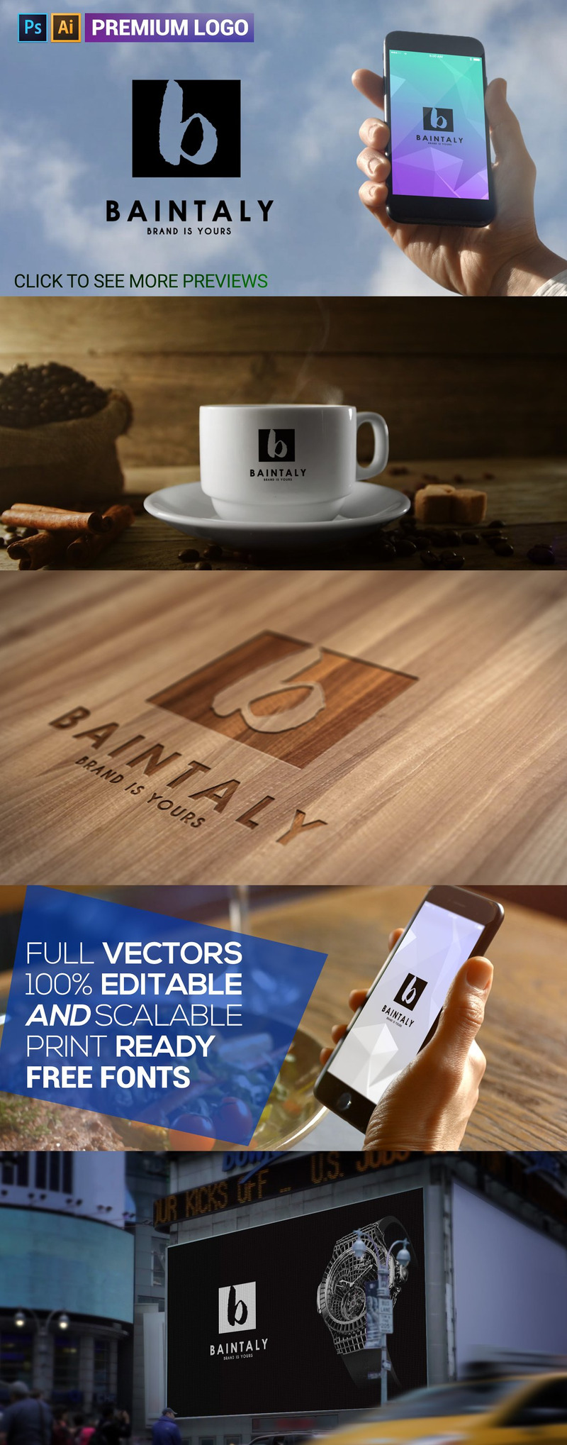 BAINTALY Premium B bokstavslogotypmall - Features Image 1