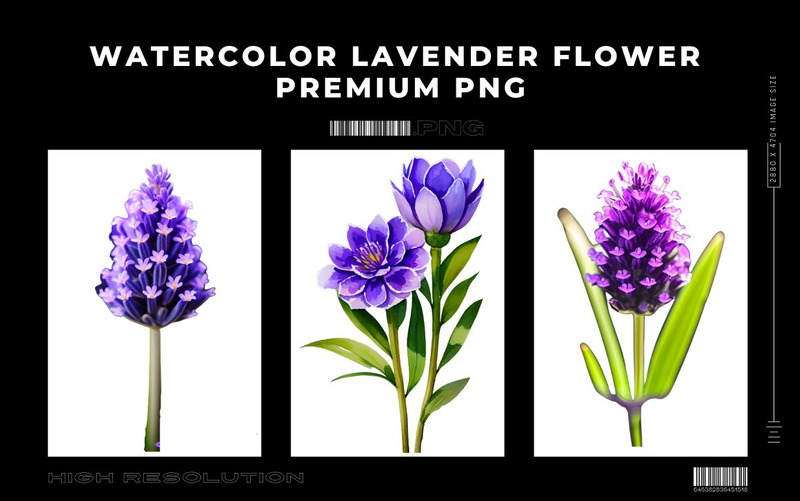 Watercolor Lavender Flower PNG Bundle - Features Image 4