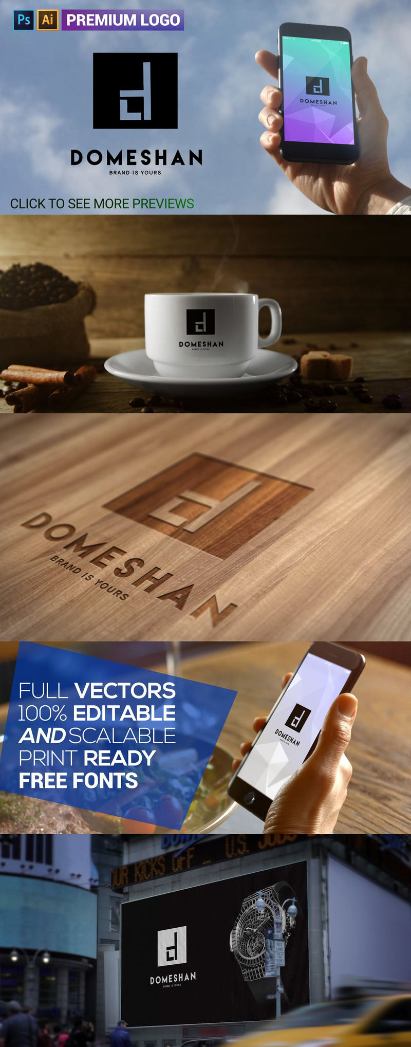Modello di logo DOMESHAN con lettera D premium - Caratteristiche Immagine 1