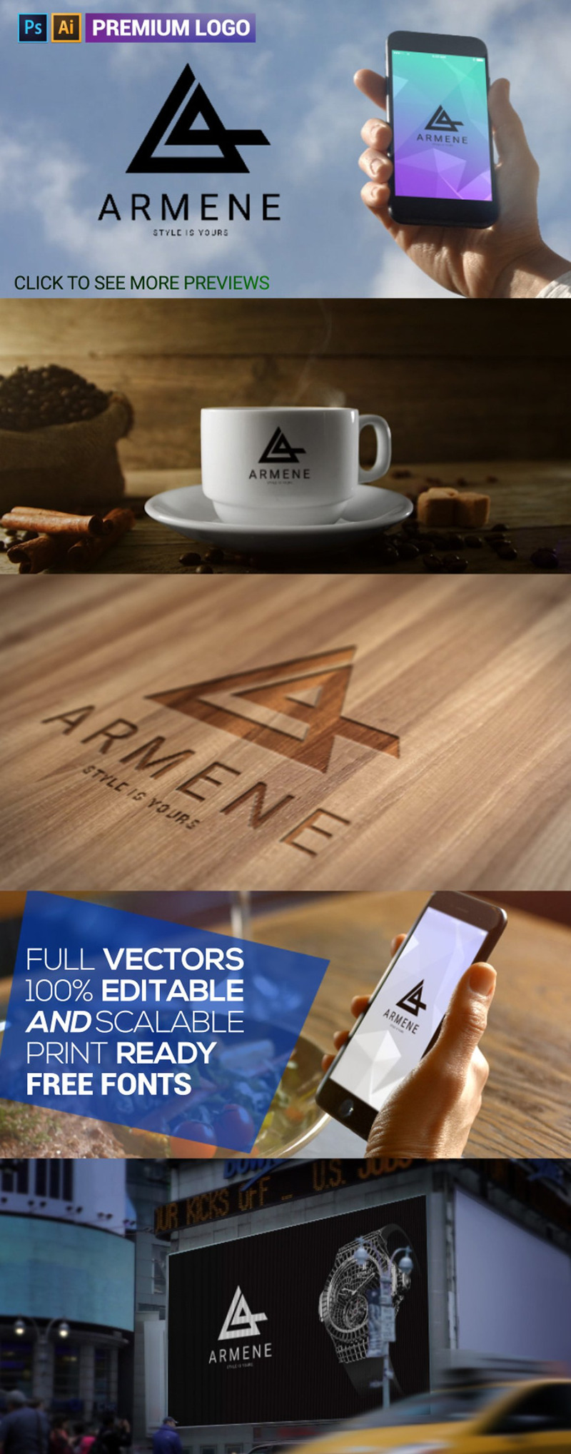 Armene Premium A-Brief-Logo-Vorlage - Eigenschaften Bild 1