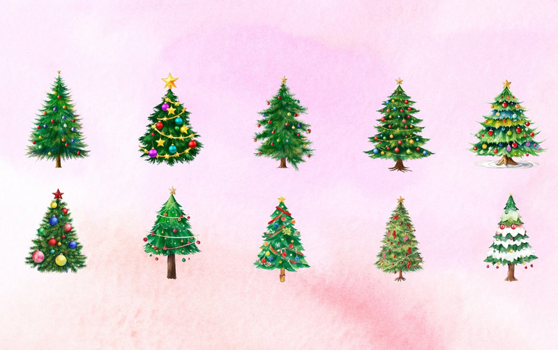 55 Akwarela Choinka Clipart - Obraz funkcji 7