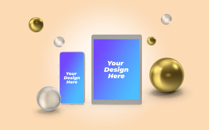 3D Mobile And Tab Scene PSD Mockup Set - Features Image 4